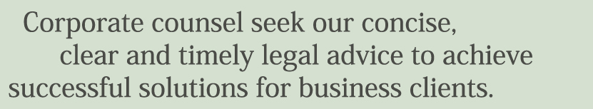 Corporate counsel rely on our reputation for concise, clear and timely legal advice to achieve successful solutions for business clients.